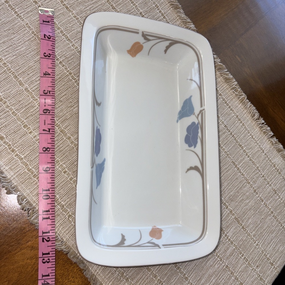 Dansk Tivoli "Belles Fleurs Taupe" pattern Baking Casserole Dish 12-3/4"x7-3/4"